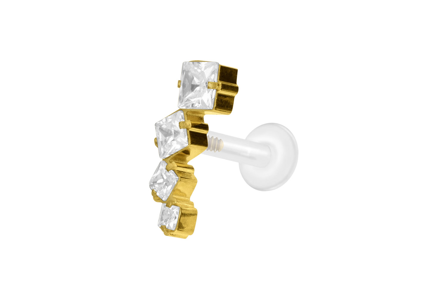 PTFE Labret Piercing mit Innengewinde + Titan-Aufsatz KRISTALLBOGEN
